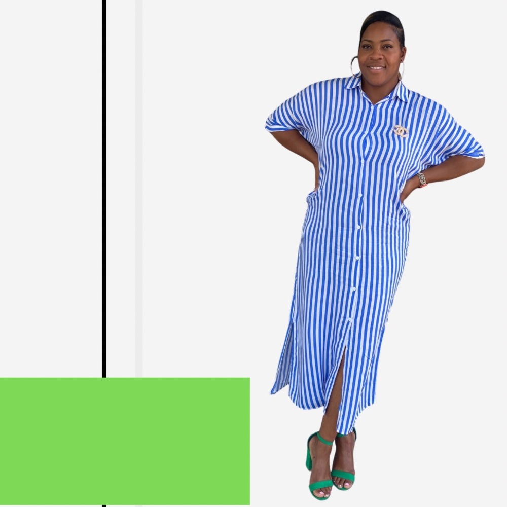 Seaside- button up shirt dress, side slits